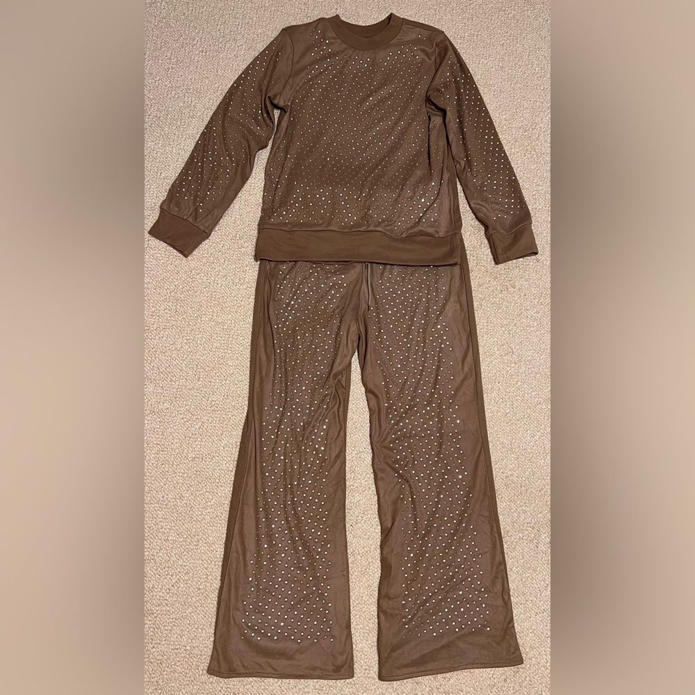 Brown Studded Tracksuit Set New Without Tags Size Small